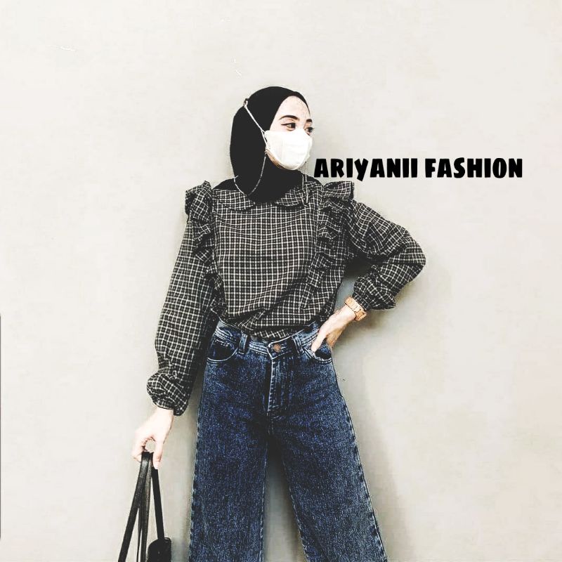 ARN - CELANA KULOT JEANS RAWIS WANITA ORIGINAL SNOWBLACK WASHED HIGHWAIST DENIM MURAH KEKINIAN CUTBRAY Korean Style