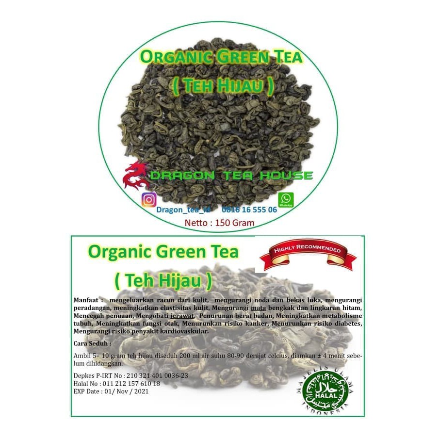 

ORGANIC GREEN TEA TEH HIJAU 250 GR KUALITAS TERBAIK EXPORT
