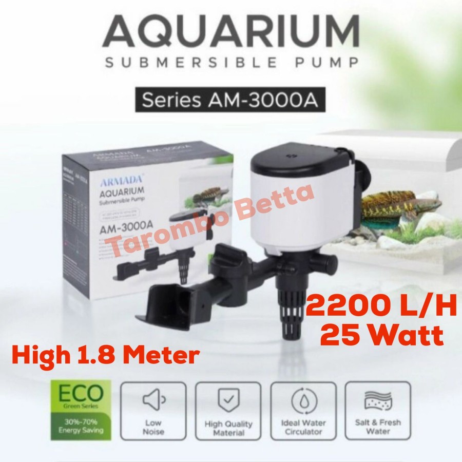 ARMADA AM 3000 A - Pompa Air Celup Kolam Ikan Aquarium Aquascape 3000A