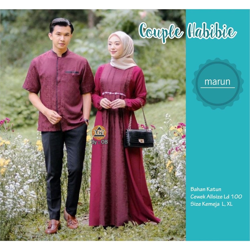 PROMO TERMURAH - Asoka Couple Baju Pasangan Gamis Syari Set Kemeja Koko Muslim Fashion Setelan Lebar