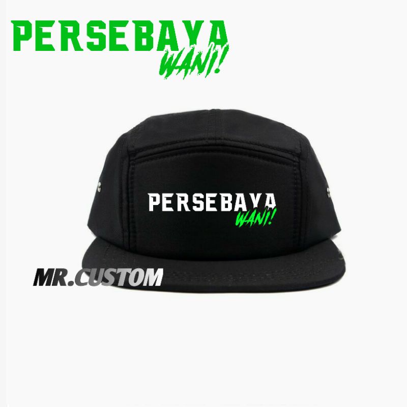 Topi 5 Panel Persebaya Surabaya Wani - Topi Five Panel Suporter Bonek - 5 Panel Pria Wanita Dewasa
