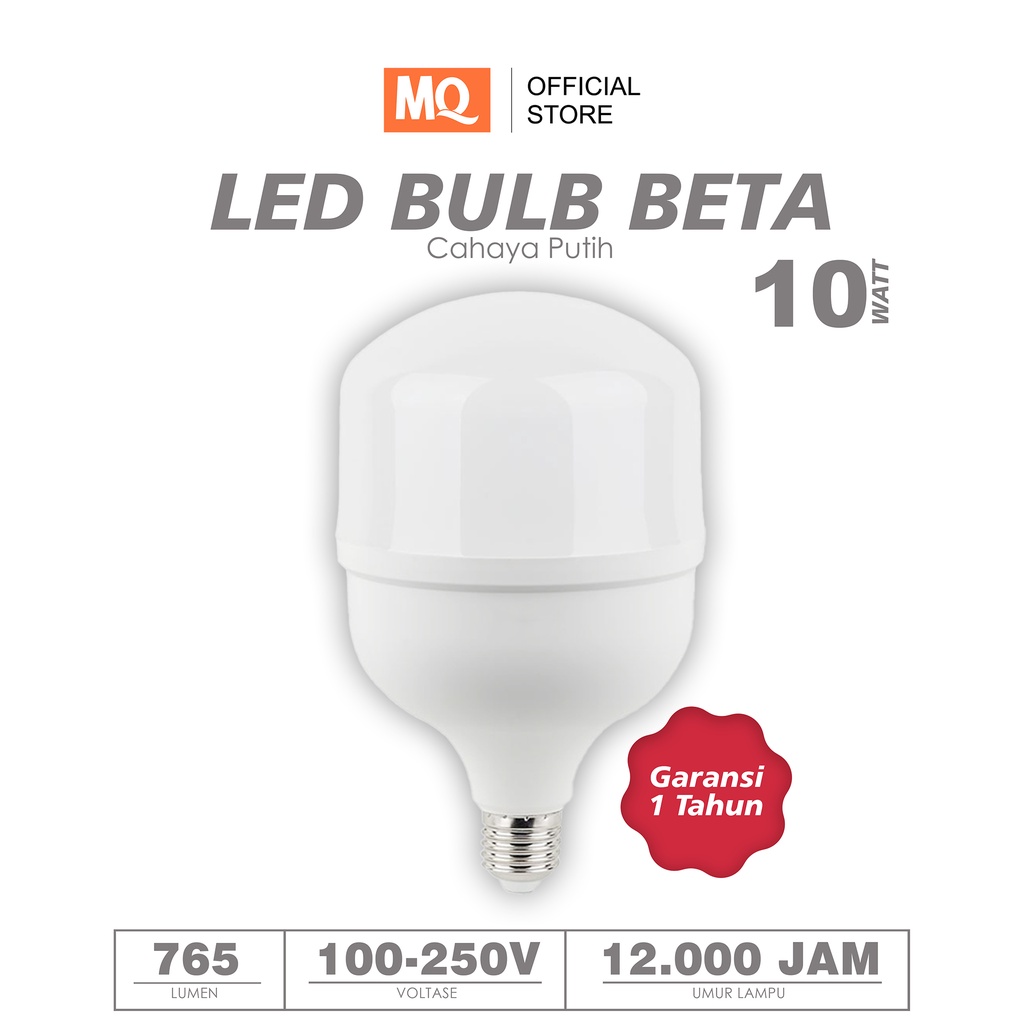 MQ Lampu LED BETA Cahaya Putih, bohlam Bergaransi 1 Tahun 15-20 WATT - 15 watt