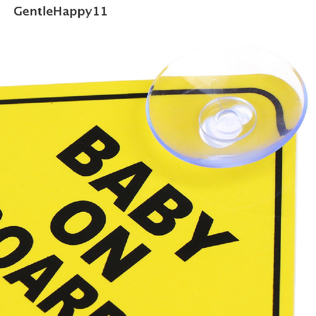 Gentlehappy Baby On Board SAFETY Mobil Jendela Suction Cup Kuning Reflektif Tanda Peringatan 12CM