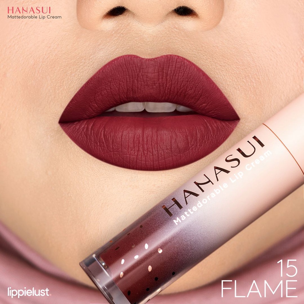 Hanasui Mattedorable Lip Cream | Matte Dorable LipCream Lipstick Cair Mate Hanasui | BOBA EDITION | TnT Beauty Shop-15 FLAME