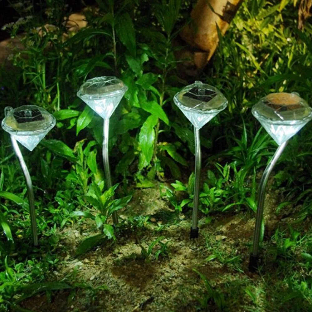 Lampu Solar Tenaga Matahari Sensor Outdoor Tancap - Diamond Solar Garden Light- Paket 4 PCS