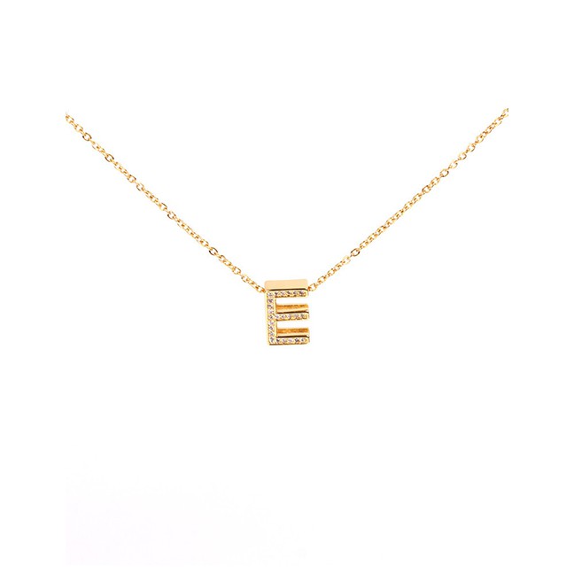 LRC Kalung Fashion Golden Write English Alphabet Micro Inlaid Zircon Necklace D59122