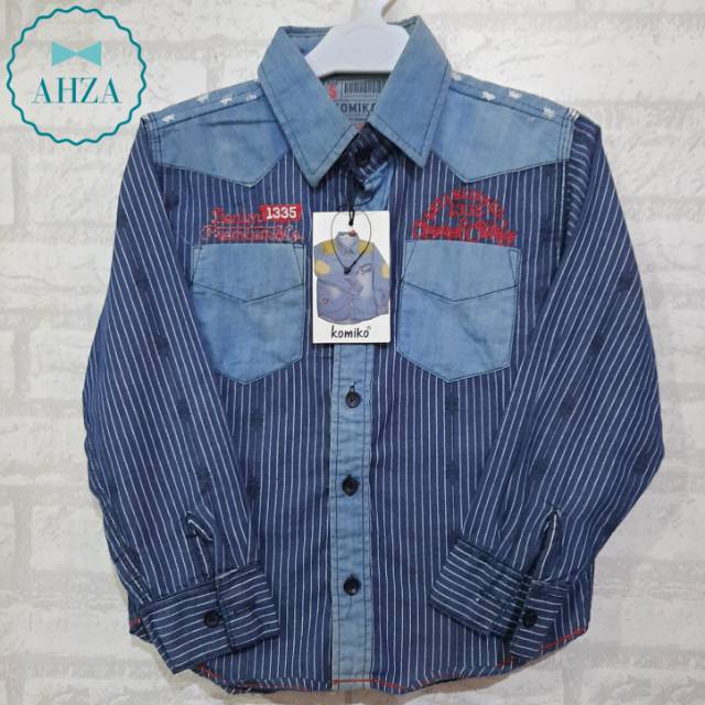 AHZA KEMEJA DENIM ANAK BORDIR LENGAN PANJANG MERK KOMIKO SIZE 5