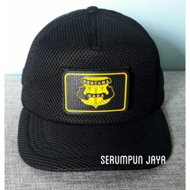 TOPI GADA PRATAMA - TOPI GADA PRATAMA LIST HITAM KUNING JARING VELCRO + PATCH