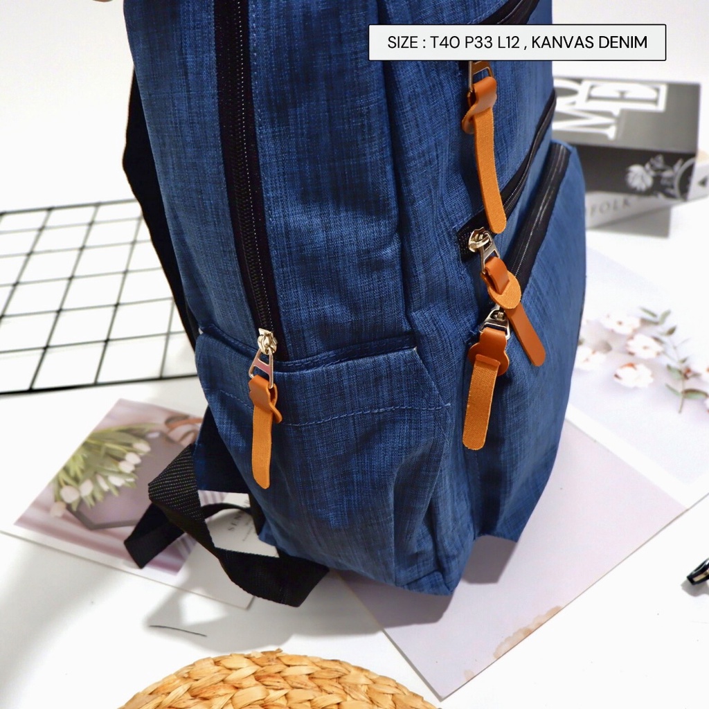 (PROMO) KANVAS !!! TAS RANSEL PRIA KAIN BACKPACK SEMARANG BUAT TRAVEL PUNGGUNG BAG SEKOLAH LAPTOP