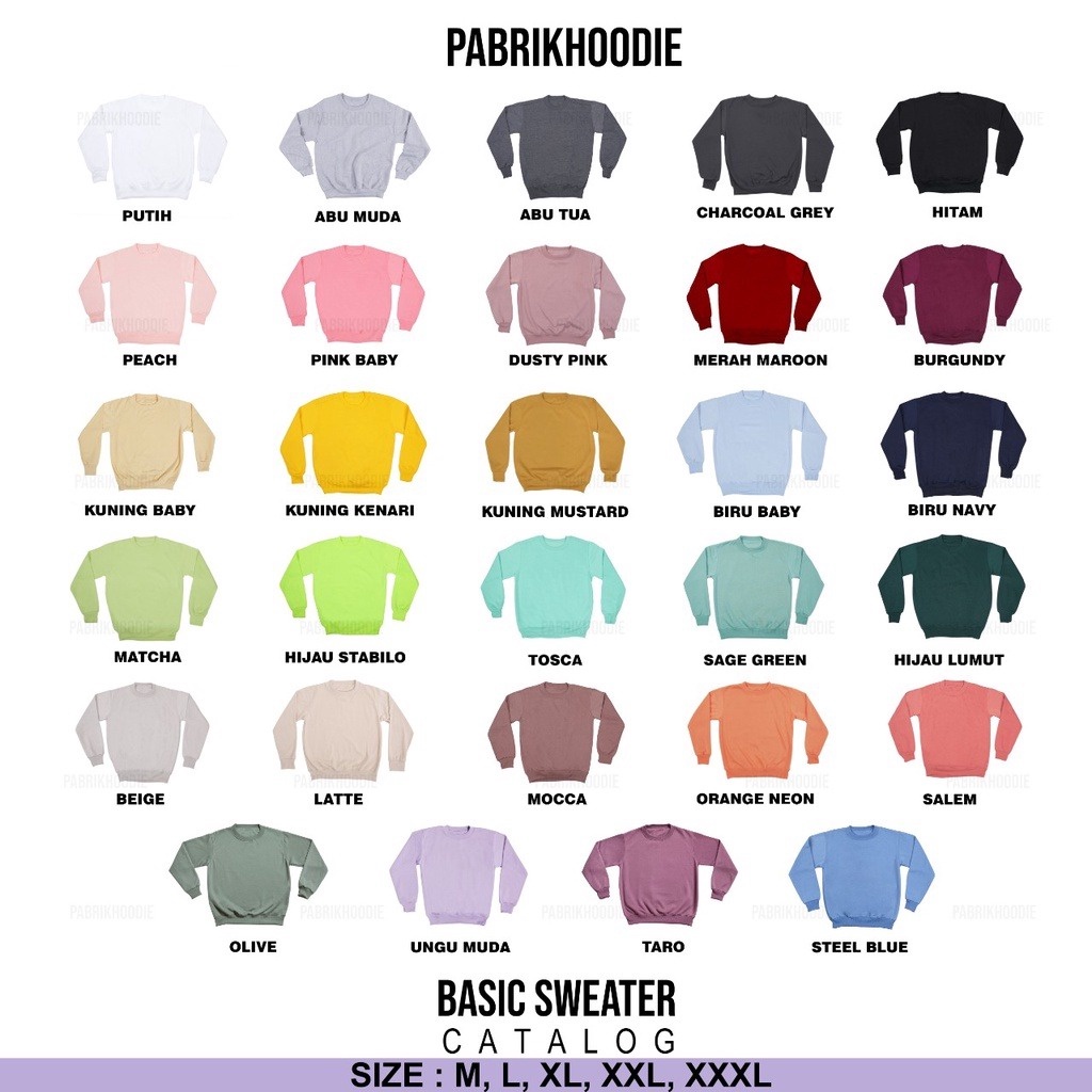 PABRIKHOODIE - BASIC SWEATER COMPOSITION  ( SABLON ) M -XXL {PRIA &amp; WANITA)