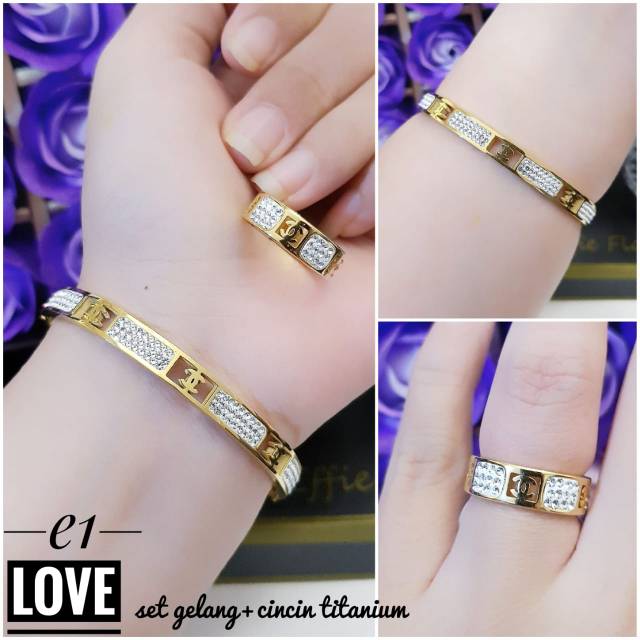 (JUL) PROMO TERMURAH Set Perhiasan TITANIUM Anti Karat Gelang Cincin Chanel Modis Xuping Cantik