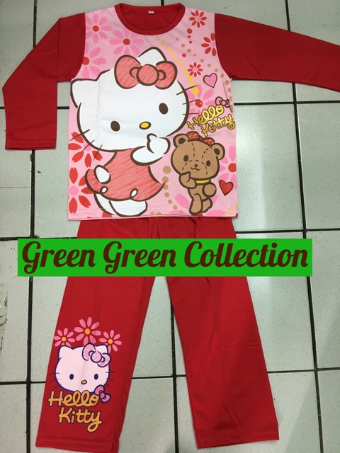 Piyama Kaos Hello Kitty Merah/Pink