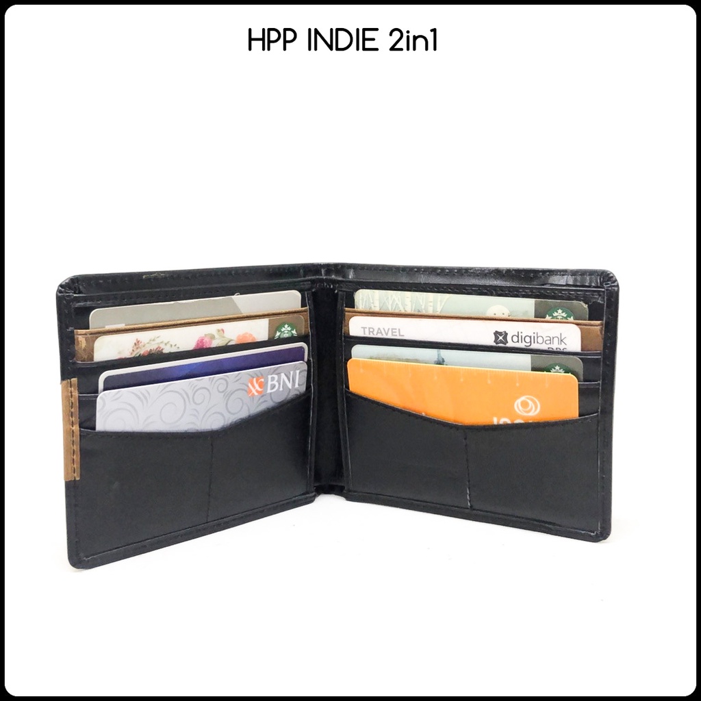 dompet kulit laki Hushpuppies Indie 2in1 premium quality bahan kulit dapat dompet mini card slim