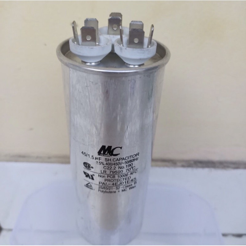 capasitor ac 45 + 1.5 uf / capasitor ac 45 + 1.5 uf
