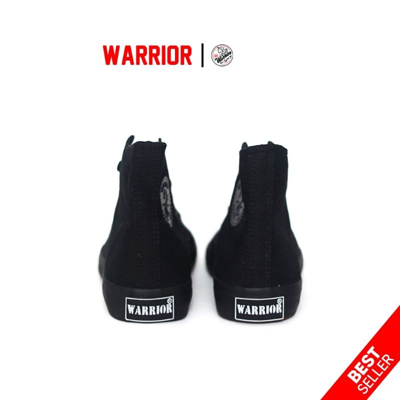 Sepatu Warrior Sparta All Black HC - Sepatu Sekolah Warrior Pendek