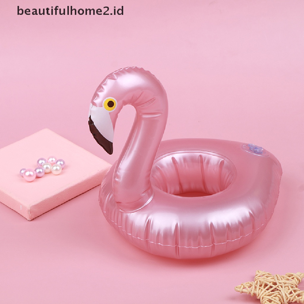 (Beautifulhome2.Id) Ban Pelampung Tiup Mini Bentuk Flamingo Holder Gelas Minuman Untuk Pesta Kolam Renang