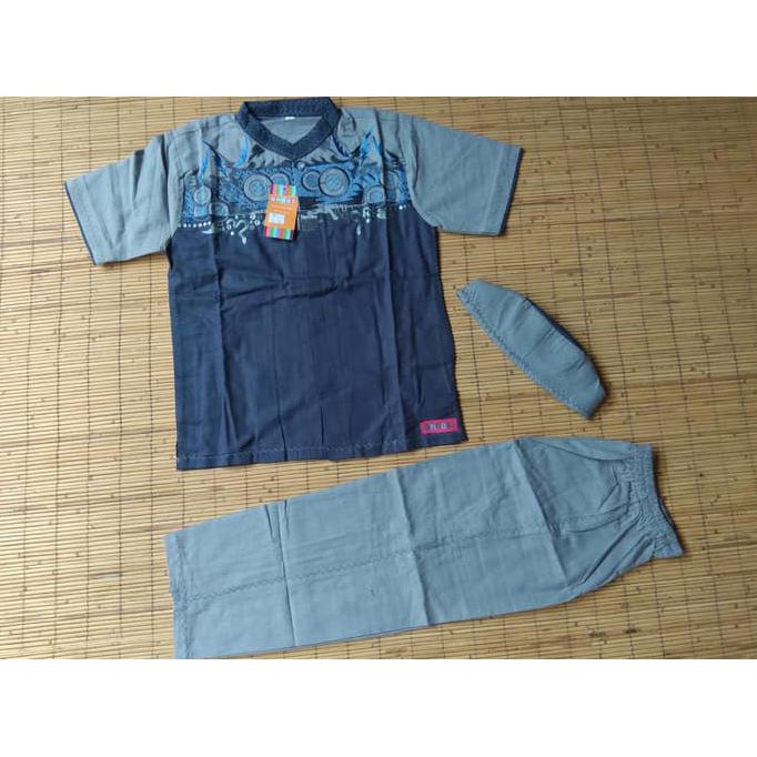 baju koko anak termurah BAJU ANAK LAKI KOKO ANAK 8 dan 9 TAHUN ANNAS KATUN CIGARETTE RING - Abu-abu