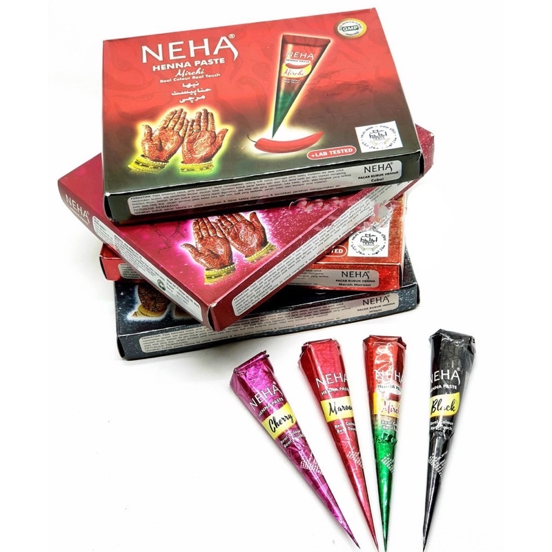 ECER Henna Hena Neha Tangan Murah BPOM 1pc Warna Red Cherry Brown Black