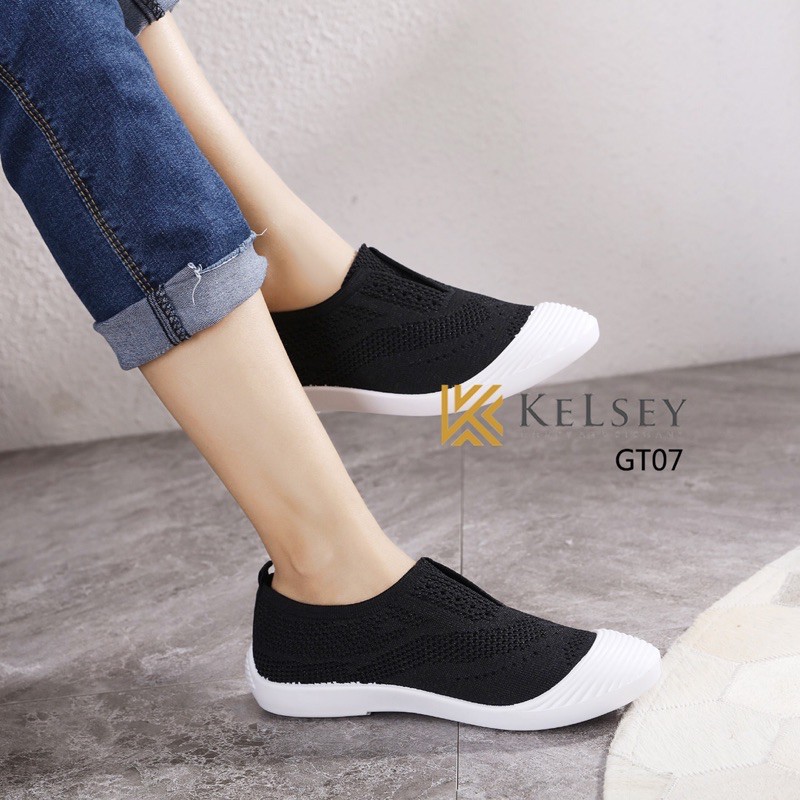 (GRATIS ALAS KAKI) RESTOCK!!  NICOLE SEPATU SLIP ON KELSEY GT07 SEPATU FLYKNIT FLAT SHOES WANITA IMPORT