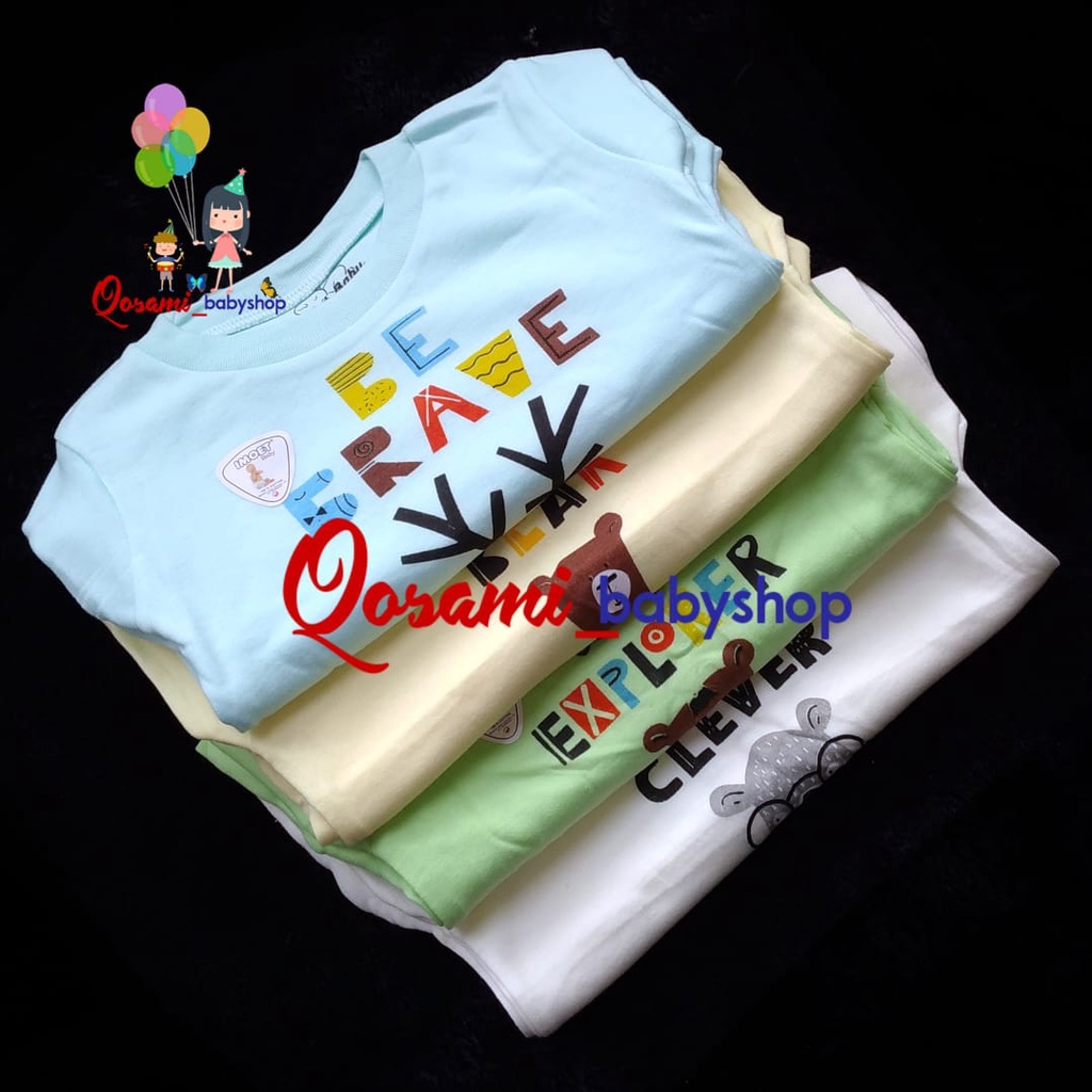 IMOET BABY 4 pcs Kaos Oblong Pendek Bayi Motif Uk S, M, L, XL SNI