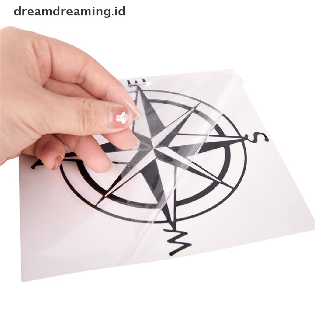 (Dreamdreaming.Id) Stiker Vinyl Motif Jangkar + Kompas Untuk Mobil / Perahu