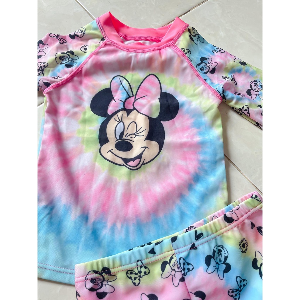 MINNIE baju renang anak perempuan tangan panjang 2 piece swimsuit 2 layar