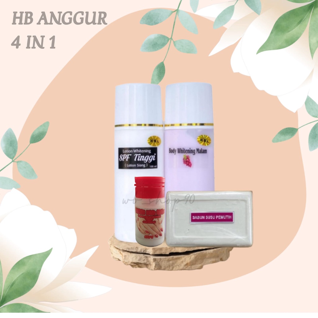 HBL Anggur Whitening 4 in 1 Handbody Lotion Pemutih Badan Body Lotion Bibit Cair Infus Original Hand