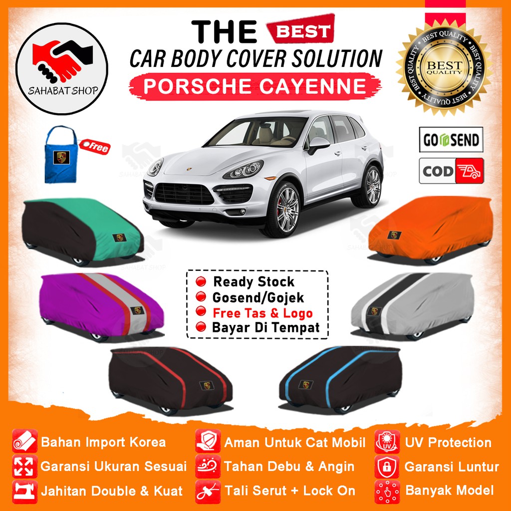 Sahabat Body Cover Mobil Cayenne / Sarung Penutup Mobil Porsche Cayenne Outdoor / Selimut Tutup Kerudung Mantel Pelindung Pembungkus Mantol Mobil Cayenne Waterproof Anti Air Model Orange