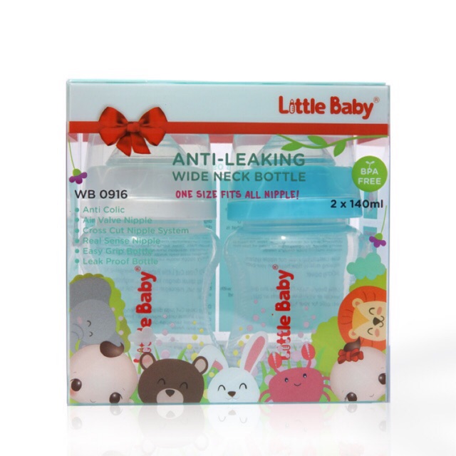 Little Baby WIDE NECK BOTTLE 140ml isi 2 pcs Anti Bocor - Botol Susu Wideneck 2pcs