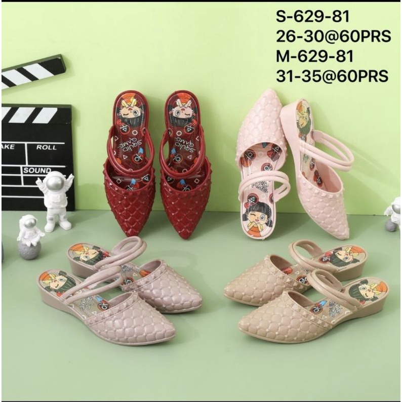 SANDAL WEDGES ANAK PEREMPUAN IMPORT SQUID GAME BAHAN JELLY KARET BALANCE 629-81
