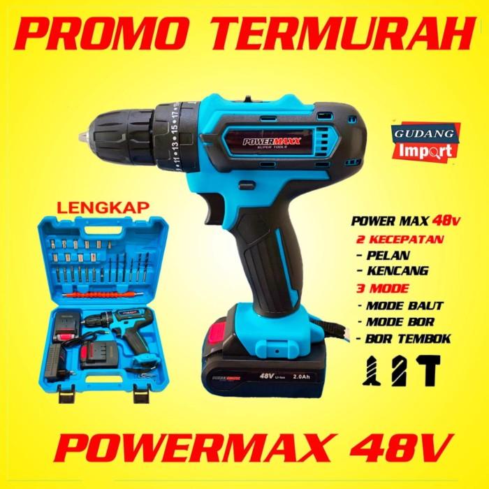 Mesin Bor Baterai Cordless Drill Power Max 48V