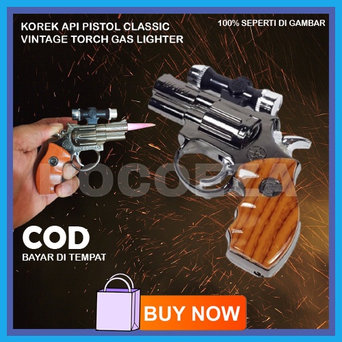 KOREK API BARA BENTUK PISTOL PYTHON PEMANTIK API CLASSIC 3 IN 1 KOREK API BARA SENTER DAN LASER VINTAGE GAS TORCH LIGHTER BR66