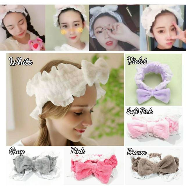 Bandana facial bando berenda kawaii maid pita bando