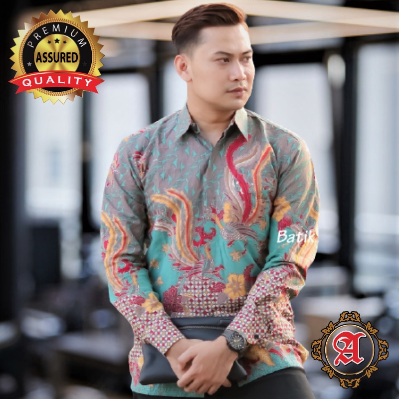 Baju Batik Pria Lengan Panjang Terkini Bahan Katun Premium Full Furing Reguler Fit original Prabuseno Produksi Batik Aluna PCW 113-3