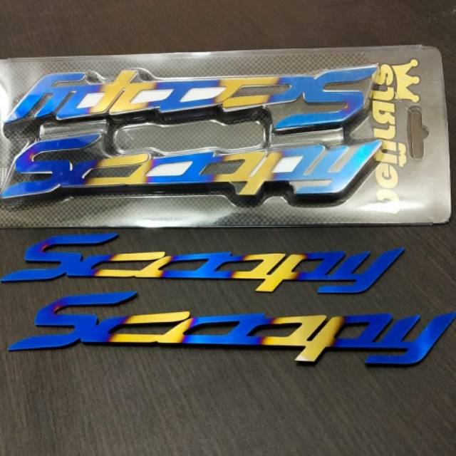 Emblem logo tulisan scoopy 2tone twotone Bakar