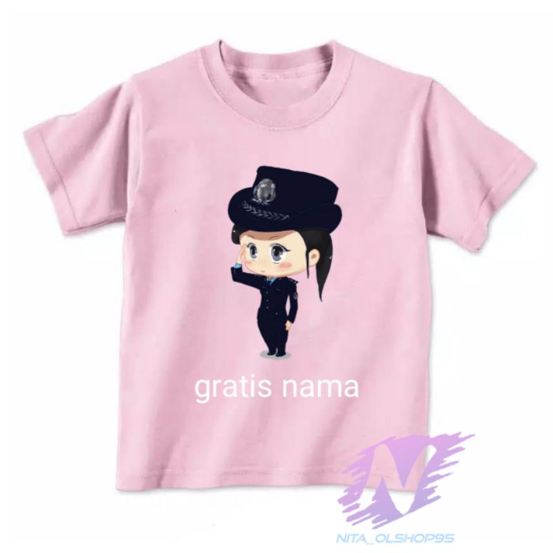 kaos anak animasi polisi perempuan gratis nama