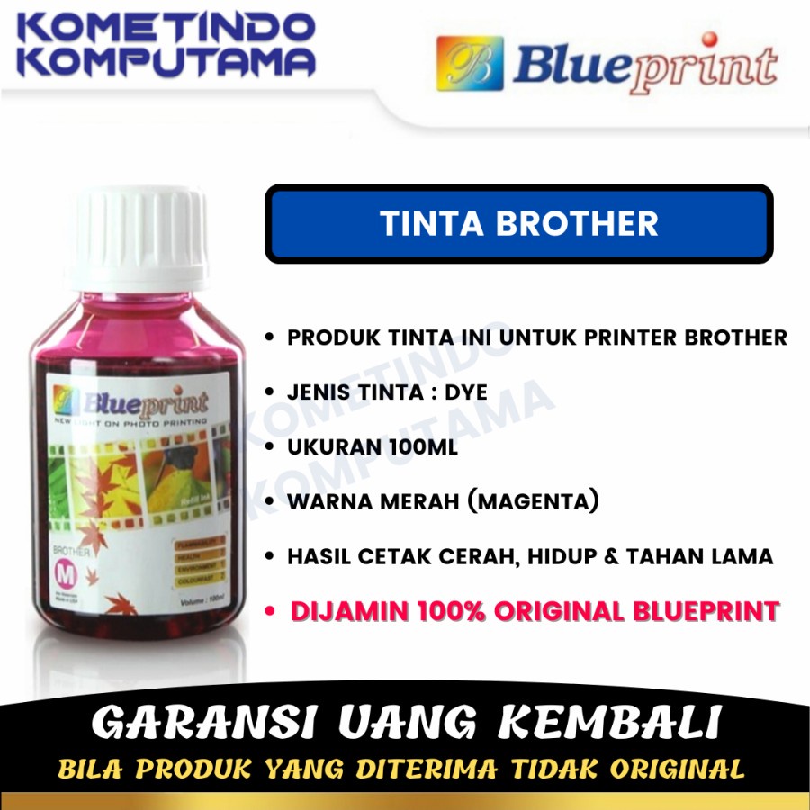 MERAH Tinta Brother BLUEPRINT Refill for Printer Brother 100ml Magenta - Merah