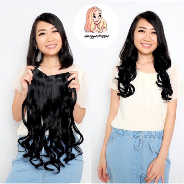 022D Hairclip korean biglayer Keriting Natural / natural curly / keriting kecil 60cm