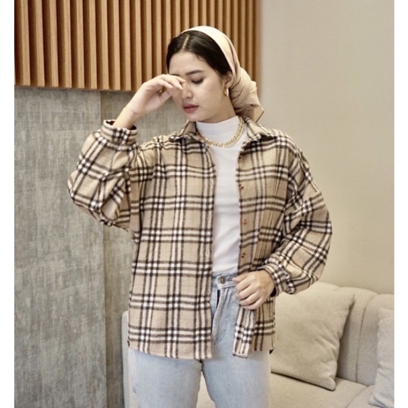 Kimberly Flanel Shirt / Kemeja Flanel / Kemeja Flanel Oversize-Brown Ld 130