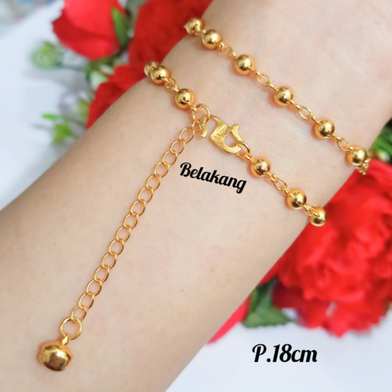 Set Gelang Rantai BijiLada+cincin termanis permata zircon perhiasan  emas *anti karat*