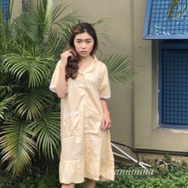 daster kerah katun jepang original termurah salur renda busui bumil