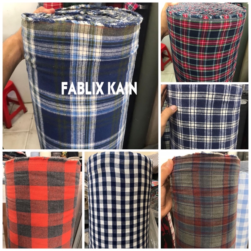Kain Katun Flanel Kotak Eceran Harga 0,5meter