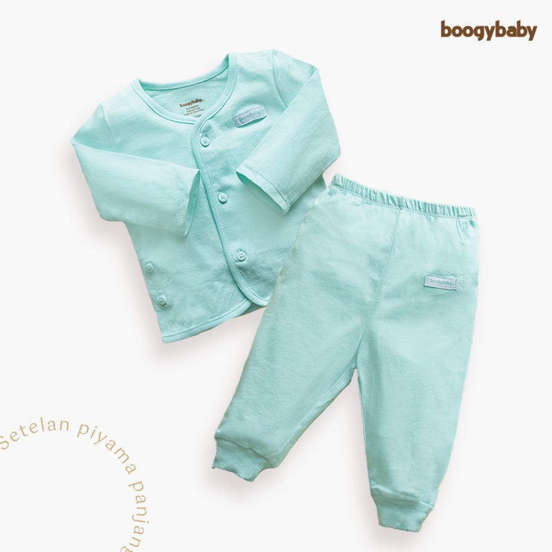 Makassar ! Setelan Panjang Bayi BOOGYBABY Color Basic Solid Compact 0-6 BLN ( 1 PSG )