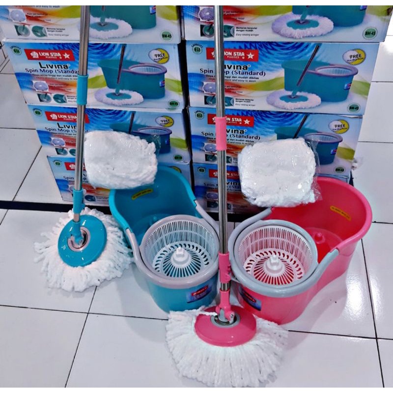 Spin Mop Lion Star / Pel + dudukan / Pel Bulat / lIVINA SPIN MOP 6lt