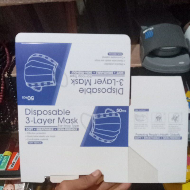 BOX MASKER KOSONG,DUKBIL,3PLY,HITAM,ANAK