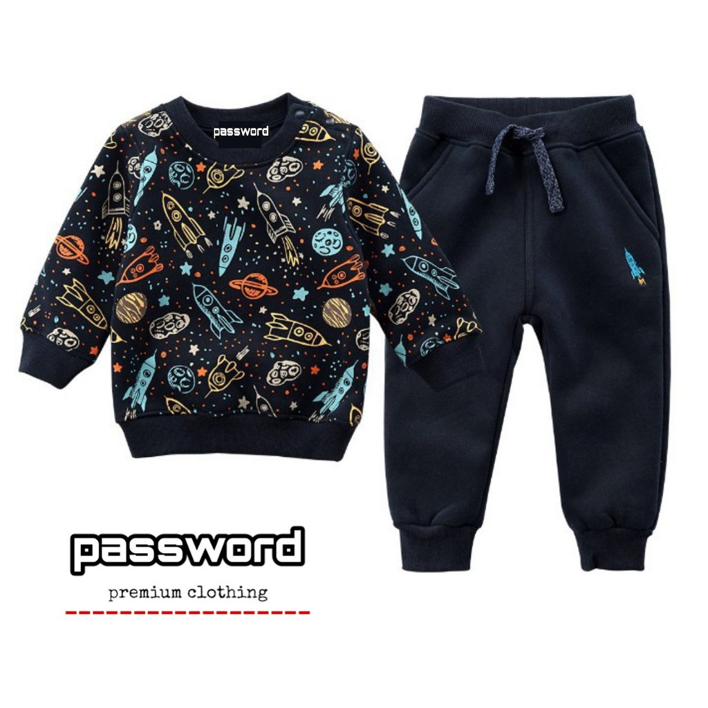 HappyOliver PASSWORD NEW ROCKET Setelan Sweater 1 -10 Tahun Baju Anak BerKualitas