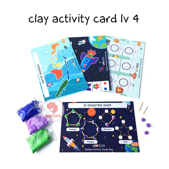 Zoetoys Ultra Light Clay Activity | Lilin Cetak Tanah Liat Modelling Soft Clay | Card Mainan Edukasi Anak-Clay Card Lv 4