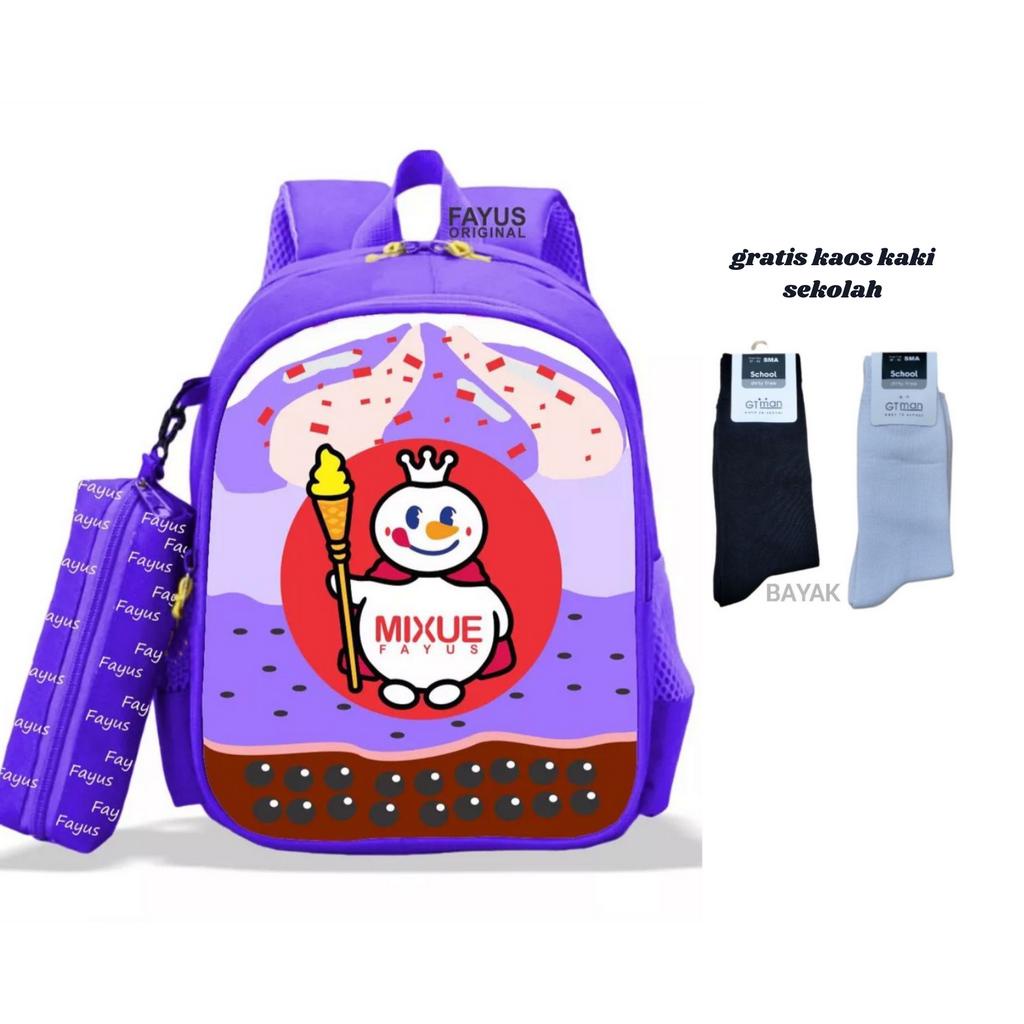 PREMIUM - tas ransel anak sekolah PAUD TK SD LAKI 2in1 PREMIUM VIRAL terbaru 2023 karakter ES KRIM MIXSUE terlaris bisa COD Gratis Kaos Kaki