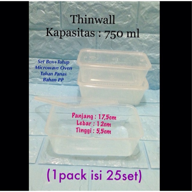 Thinwall Plastik 750ml Box Microwave Container Tahan Panas