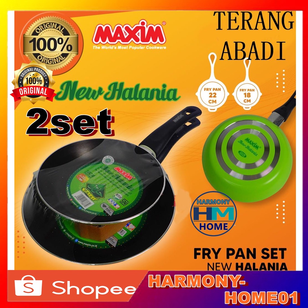 Teflon MAXIM 2 Set Fancy Fry Pan / Panci Anti Lengket HAL2SET Maxim HAL2SET – Halania 2pcs Set (18cm 22cm FP)